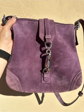 🫟 Y2K Coach Hamptons Suede Hobo Shoulder Bag 8A76 🫟